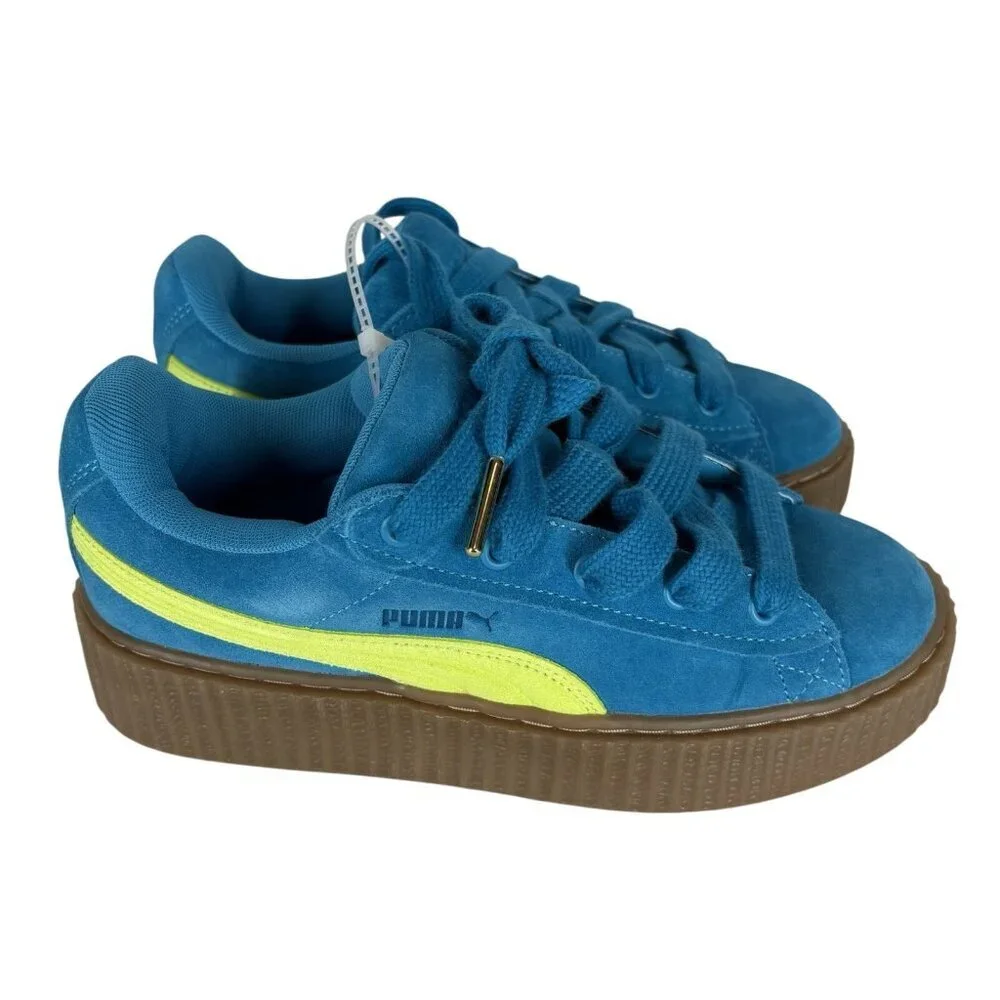 Puma Fenty X Creeper Phatty Speed Blue Lime Gum Suede Sneakers Women Size 7 NWOB